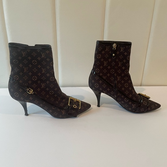 Louis Vuitton Brown Monogram Mimosa Mini Lin Ankle Boots - Picture 3 of 16